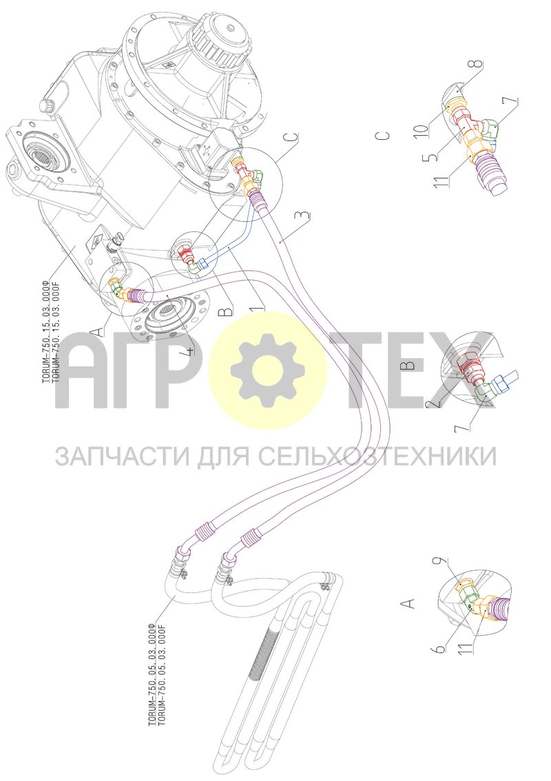 Гидросистема охлаждения редуктора привода ротора (TORUM-750.09.06.000Ф) (№10 на схеме)
